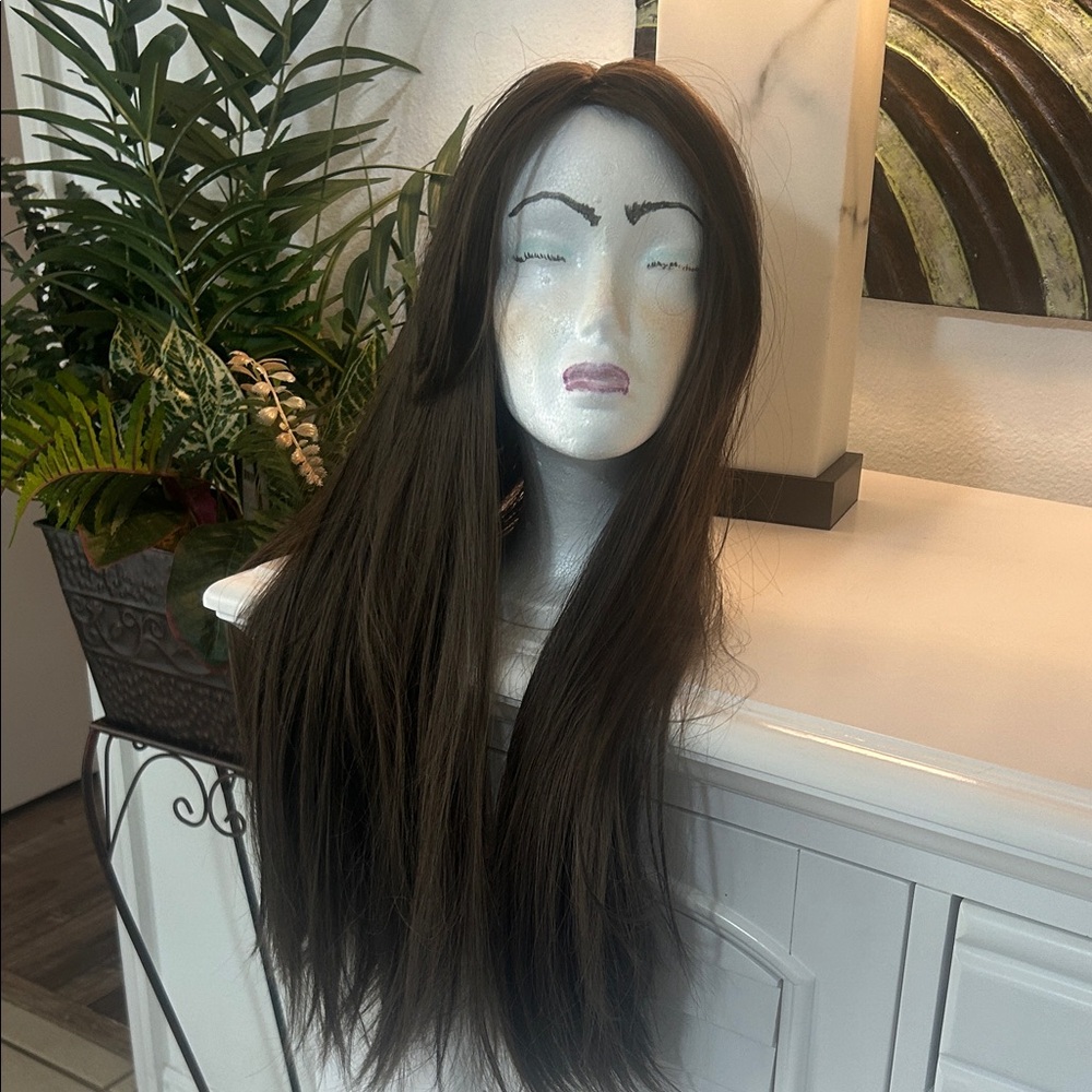Long Natural Straight Women's Wig - Dark Brown